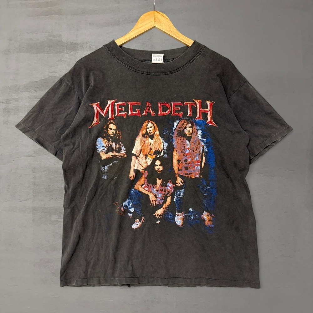 RARE Vintage Megadeth x‎ Metallica Lyrics Boot Faded Distressed Band Shirt Large